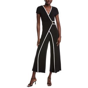 Joseph Ribkoff Black Midi Dress with White Accents